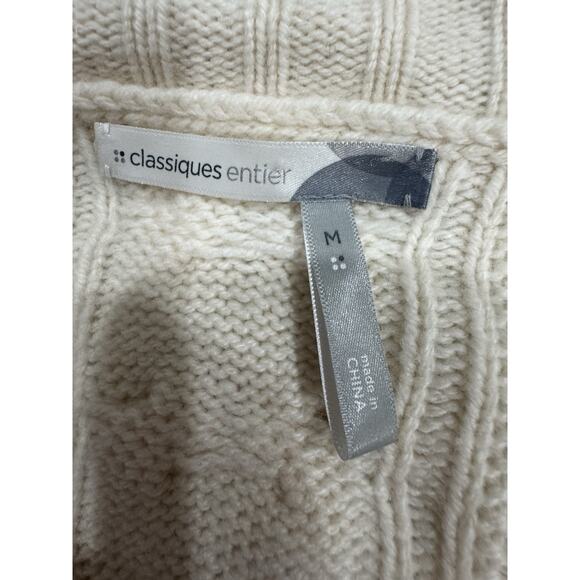 Cream Cable Knit Tunic Sweater V-Neck Long Sleeve Boho Cottagecore - Picture 5 of 6